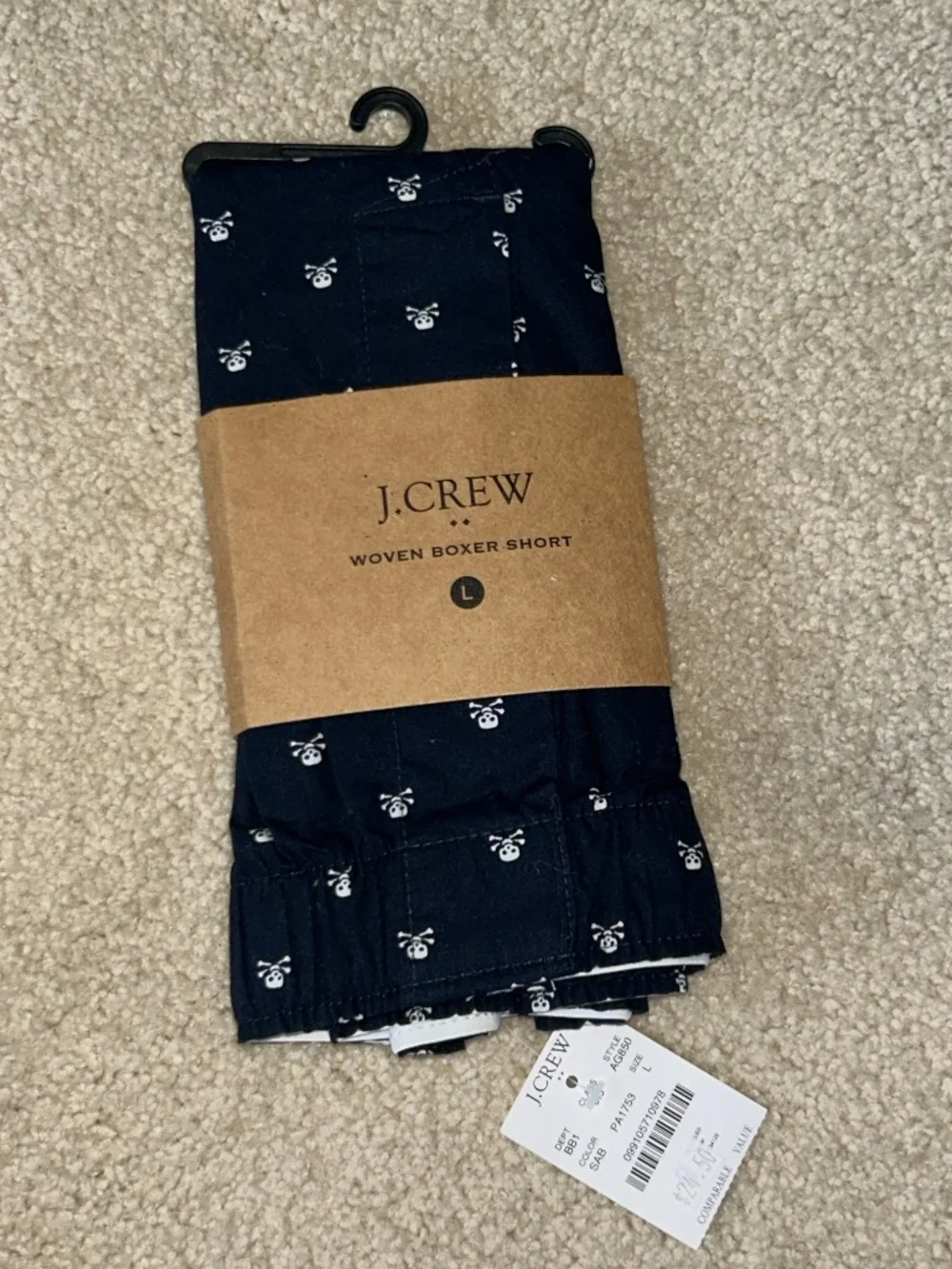 NWT J. Crew Skull and Crossbones boxers L